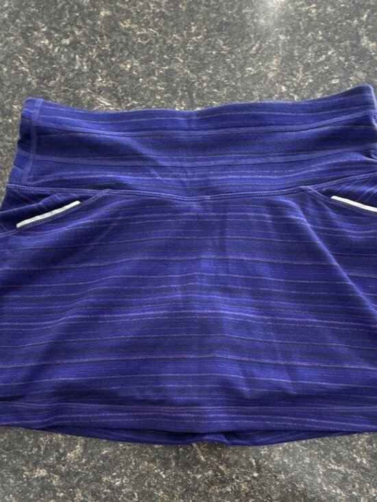 Athleta Dresses & Skirts - Athleta Women's Pull-On Stretch Athletic Skort Golf/Tennis Purple Blue Stripe XS